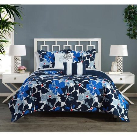 CHIC HOME Chic Home BQS12173-BIB-US 9 Piece Annora Quilt Set; Blue - King Size BQS12173-BIB-US